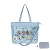 Bolsas de noche Big Ita Bag Red con inserto japonés lindo claro mujeres correas dobles chicas kawaii hombro transparente lolita azul itabag h234 231113