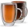 Tumblers Borosilicate Double Wall Wine Glass Coffee Cup Tea S Glasögon Drinkware Set Beverage Mugs med handtag 230413