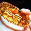 Strand Natural Yellow Citrine Quartz Stretch Pyramid Armband 14x10mm Kvinnliga män Rensa rektangelpärlor smycken