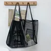 Bolsas de compras 2023 Travel Trendy Bag Bag Women Mesh Hollow Out Transparent Beach Bolsa de grande capacidade ombro de tela