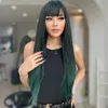 Synthetic Wigs Easihair Long Straight Green Ombre Synthetic Wigs with Bangs for Women Colorful Cosplay Natural Hair Wig Heat Resistant Fiber 230227