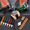 Andere mode -accessoires Zwart rood groen echte lederen armband kleur horloge riem vlinder clasp horlogebandformaat in 18 mm 20 mm 21 mm22 mm horlogeband j230413