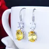 Topaze ovale Dangle boucle d'oreille 925 en argent Sterling fête mariage boucles d'oreilles pour les femmes promesse de mariée bijoux cadeau