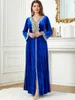 Vêtements ethniques Robe de velours Msulim Abaya pour femmes élégantes à lacets Abayas Maroc Party Maxi Robes Kaftan arabe longue robe automne 202