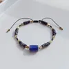 Strand Beaded Bracelet Naturel Lapis Lazuli Vintage Minimaliste À La Mode Bohème Tissé À La Main Réglable Perle De Riz