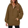 Dames Hoodies Dames Grote capuchon Basic Effen Kleur Sweatshirt Lange mouw Pullover Rits Kraag Met Casual Sport Sudadera Mujer