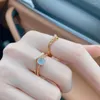 Cluster Rings LAMOON For Women Semi-precious Aquamarine 925 Sterling Silver Ring Light Gold Plated Handmade Bijoux Gift RI017