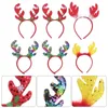 Bandanas 6pcs Christmas Reindeer Antlers pedbands paljetthår med snöflingatillbehör för