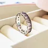 925 Sterling Silver Pink Zirconia Infinity Stackbar Ring Fit Pandora Jewelry Engagement Wedding Lovers Fashion Ring