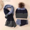 Cappelli Sciarpe Set Nuovo Inverno Bambino Cappello Sciarpa Gs Set Ragazzi Ragazze Cofano Cappelli lavorati a maglia Sciarpa Set Bambini all'aperto Caldo Peluche Cs Cappello infantile SciarpaL231113