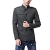 Costumes pour hommes Style chinois hommes Blazer hommes décontracté col montant hommes affaires mode vêtements Slim Fit manteau veste taille S-2XL