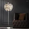 Floor Lamps Transparent Acrylic Lamp Chrome Metal Living Room Bedroom Creative Light E27 Bulb Marble Base Drop