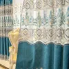 カーテンヨーロッパスタイルリビングルームベッドルームのための緑のカーテンダイニングシェニールホロー刺繍豪華な窓ドレープシェーディングカスタムサイズ