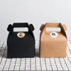 ギフトラップ10pcsクラフトペーパーベーキングデザートボックスヌガービスケットキャンディケーキパッケージポータブルハンドル黒い素敵な梱包箱