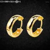 Hoop Earrings CHENZHONS925 Sterling Silver 14K Gold Plated Plain Ring Cuff Huggie Studs | Women's