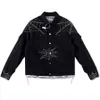 Denim Jacket Jeans Rhinestone Outwears Suprior Men's Fashion Removable Coats Casual Outwear Tops