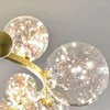 Kroonluchters moderne ronde kroonluchter led bubbel glas ontwerp eetkamer lange lamp voor winkel restaurant 220V gouden ophanging licht