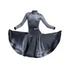 Stage Wear Grey Velvet Latin Dance Costume Girls ChaCha Dancing Dresses Practice Samba Rumba Competition Sets Bodysuit Skirt VDB7617