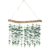 Decoratieve bloemen muur hangende kunstmatige blad natuurlijke houten stok touw rustieke realistische groene nep planten eucalyptus tak thuisfeest