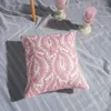 Almohada pilmandú cubierta geométrica floral rosa 45x45cm bordado de algodón 18x18 pulgadas suave acogedor para sala de estar