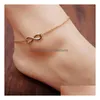 Foot Jewelry Charm Anklets Bracelets Lucky 8 Word Anklet For Women Beach Pool Party Ankle Bracelet Drop Delivery Dhamw