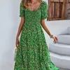 Casual Dresses Ladies Sexy Vintage Floral Print Boho Summer Dress Women Casual Elastic Bohemian Beach Dress Women Sundress Robe Vestidos Female 230413