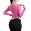 Actieve shirts Sexy dames sport slanke crop tops gym vrouwelijke lange mouw fitness yoga training ondershirt met zeem