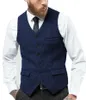 Kamizelki męskie kamizelka hodowca VINCKING VINTAGE WINDATE WEDIN WOOL WOOL Slim Party Business Groomsmen Clothing Waistcoat