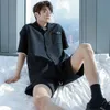 Herrspårar vita svarta skjortor shorts set sommar spårdräkt manliga kläder koreanska mode streetwear shopping party varumärke trend kostym 230413