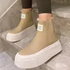 Botas moda plataforma tornozelo mulheres botas de inverno chelsea apartamentos dedo do pé redondo luxo casual femme esporte pelúcia quente mujer 231113