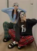 Kvinnor Pants Capris Qweek Korean Fashion Red Plaid Pants Women Y2K Vintage Green Overdimate Wide Lege Checkered Trousers Harajuku Jogging Sweatpants 230413