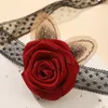 Choker Elegant Charm Lace Band Neck Red Rose Flower Halsketten für Frauen Cute Statement Hochzeit Verlobung Ästhetischer Schmuck Geschenk