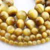 Pierres précieuses en vrac 15 "(38 cm) brin rond naturel jaune oeil de tigre pierre roche 4mm 6mm 8mm 10mm 12mm perles Lot pour la fabrication de bijoux bracelet à bricoler soi-même