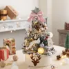 Weihnachtsdekorationen 4560 cm Mini-Baum mit Lichtern DIY Desktop Golden Red Year Home Party Windows Ornamente 231113