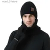 Hüte Schals Sets Herbst Winter Männer Hut Frauen Warme Dicke Warme Gestrickte Hut Schal Gs Drei-Stück Set Skullies beaniesL231113