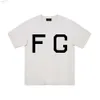 Designer Esstenials Shirts Fearofgod Main Line Season 7 Summer Fashion Brand Men's and Women's Couple Loose Fg Letter Flocked Short Sleeve T-shirt