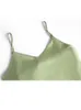 Camisoles Tanks Toppies Green Satin Woman ärmlös toppar Summer Imitation Silk Elegant Vest Solid Color Tube 230413