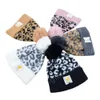 Carharttlys Boneie Designer de qualité d'origine automne et hiver tricot chaude chaude léopard imprimeur du chapeau de bal de laine sable en fourrure de fourrure