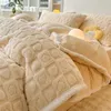 Bedding Sets Solid Color Milk Velvet Set Tafu Bed Linen Thicken Four Piece Quilt Cover Sheet Pillowcase King Bedroom Decor