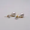 Dangle Chandelier Vintage Women's Earrings Natural White Baroque Pearl Pendant Gold Earrings Water Drop Pearl Short Earrings Gifts for Mom 230413