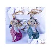 Creative Cartoon Peacock Key Chain Diamante The Spreads Its Tail Ring Beacuif Fashion Accessory Girl Bag Hang Drop Delivery Dhw1I