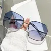 Sunglasses Personalized Fashion Oversized Polarized Women Gradient Color Metal Big Frame Traveling Sun Glasses Driving Eyewear