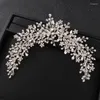 Grampos de cabelo luxo completo strass floral nupcial headbands artesanal contas de cristal hairband folhas banda tiaras acessórios de casamento