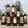 Bougies Bougies de Noël lumière LED cerf de neige lanterne lumière château Vintage Santa bonhomme de neige suspendu lanterne lampe nouvel an décoration de fête