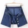 Jupes d'été femmes shorts denim jupe mode mince pantalon de taille haute femme vintage poitrine simple midi en ligne A-ligne 230413