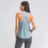 Yoga outfit Lulu Women Loose Fit Gym Crop Tank Sports ärmlös Vest Solid Quick Dry Running träning Ftness Tops Lululemens