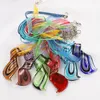 Pendant Necklaces QianBei Fashion Beauty Wholesale 6pcs Handmade Murano Lampwork Glass Mixed Color Leaves Inside Pendants Charms