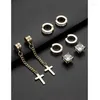 Backs Earrings 12 Pairs Magnetic Stud Stainless Steel Non Pierced Punk Cross Dangle Hinged Clip On Magnet Earring Set