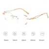 Solglasögon Diamond Rimless Reading Glasses Oregelbundna kvinnor Luxur Design Presbyopia Anti Blue Light Far Sight Gereglasses Diopter till 4.0