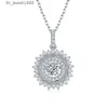 Round moissanite necklace for women in 925 sterling silver with deluxe surround brilliant cut diamond collar chain